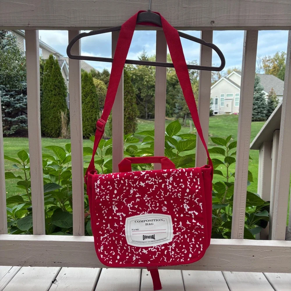 Composition Bag Red White Notebook Style Messenger Bag Kids School‎